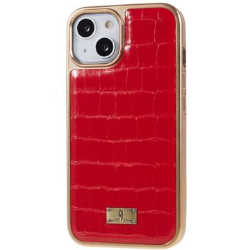 Fierre Shann Galvaniseret iPhone 14 Belagt Cover - Krokodille - Rød