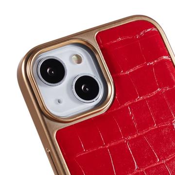 Fierre Shann Galvaniseret iPhone 14 Belagt Cover - Krokodille - Rød