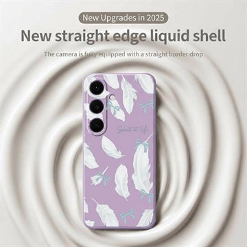 Samsung Galaxy S25 FE TPU-cover med fjermønster - Lilla