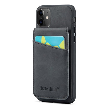 iPhone 11 Fierre Shann Dækket Hybrid Cover med Kortholder og Stand - Sort