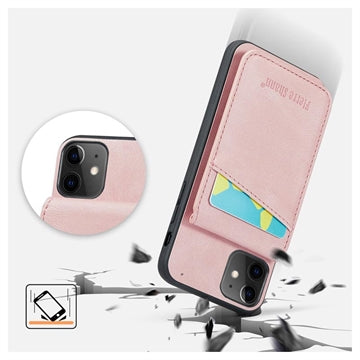 iPhone 11 Fierre Shann Dækket Hybrid Cover med Kortholder og Stand - Pink