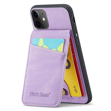 iPhone 11 Fierre Shann Dækket Hybrid Cover med Kortholder og Stand - Lilla