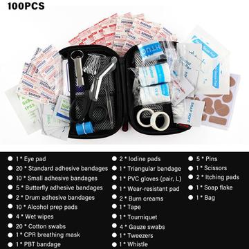 Førstehjælpssæt - 100 dele - Camping, Rejse, Hjem