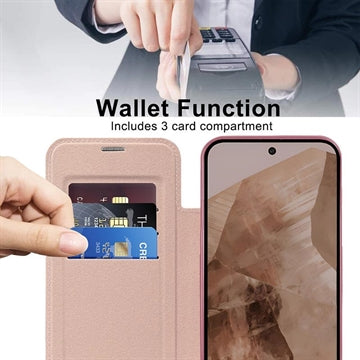 Google Pixel 8a Flip cover med kortholder - MagSafe-kompatibel - Pink