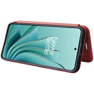 OnePlus Ace 2V/Nord 3 Flip Cover - Karbonfiber - Brun
