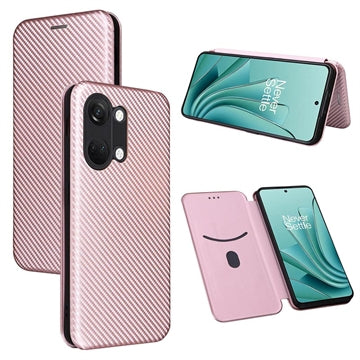 OnePlus Ace 2V/Nord 3 Flip Cover - Karbonfiber - Rødguld