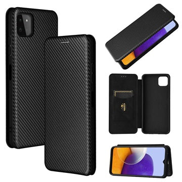 Samsung Galaxy A22 5G, Galaxy F42 5G Flip Cover - Karbonfiber - Sort