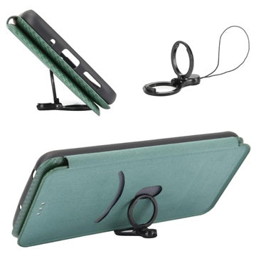 Samsung Galaxy A22 5G, Galaxy F42 5G Flip Cover - Karbonfiber - Grøn