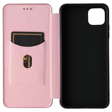 Samsung Galaxy A22 5G, Galaxy F42 5G Flip Cover - Karbonfiber - Rødguld
