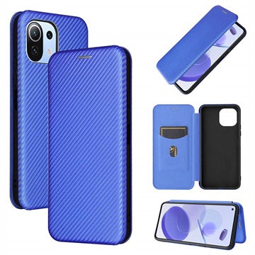 Xiaomi Mi 11 Lite 5G Flip Cover - Kulfiber - Blå