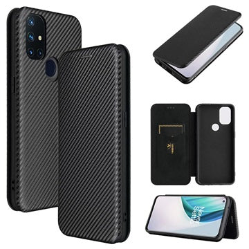 OnePlus Nord N10 5G Flip Cover - Karbonfiber - Sort