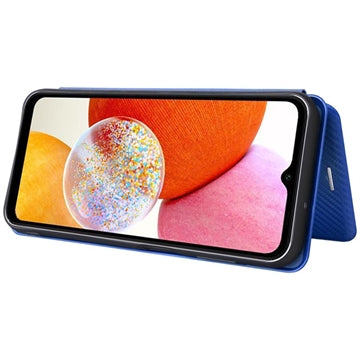 Samsung Galaxy A14/A14 5G Flip Cover - Karbonfiber - Blå