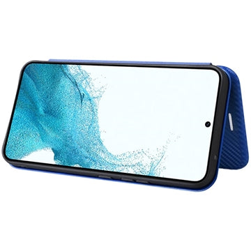 Samsung Galaxy A34 5G Flip Cover - Karbonfiber - Blå