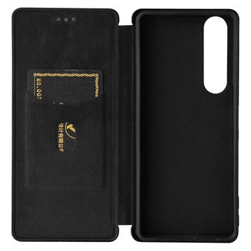 Sony Xperia 1 III Flip Cover - Karbonfiber - Sort