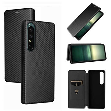 Sony Xperia 1 IV Flip Cover - Karbonfiber - Sort