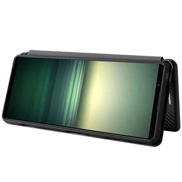 Sony Xperia 1 IV Flip Cover - Karbonfiber - Sort