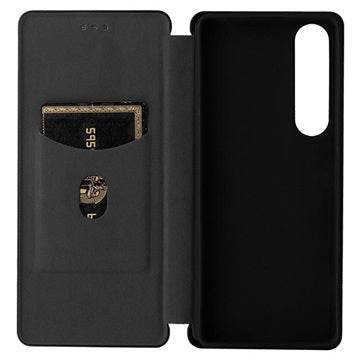 Sony Xperia 1 IV Flip Cover - Karbonfiber - Sort