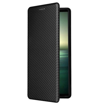 Sony Xperia 1 IV Flip Cover - Karbonfiber - Sort