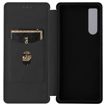 Sony Xperia 10 V Flip Cover - Karbonfiber - Sort