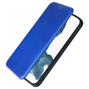 iPhone 14 Pro Flip Cover - Karbonfiber - Blå