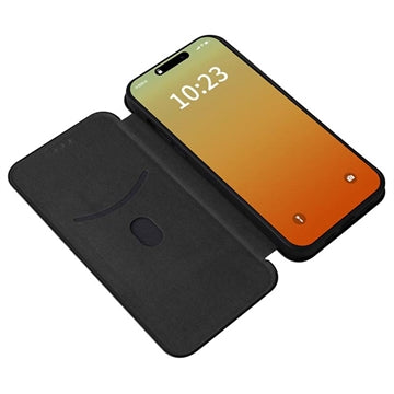 iPhone 15 Pro Max Flip Cover - Karbonfiber - Sort