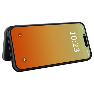 iPhone 15 Pro Max Flip Cover - Karbonfiber - Sort