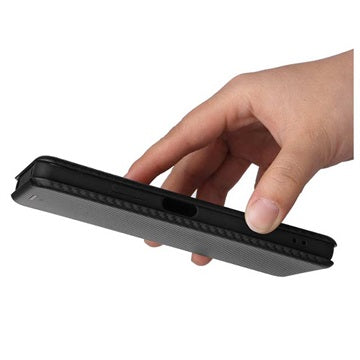 Sony Xperia 10 IV Flip Cover med Kortholder - Karbonfiber - Sort