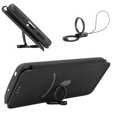 Sony Xperia 10 IV Flip Cover med Kortholder - Karbonfiber - Sort