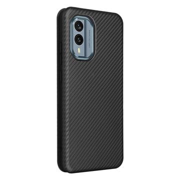 Nokia X30 Flip Cover med Kortholder - Karbonfiber - Sort
