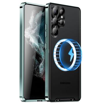 Galvaniseret Magnetisk Samsung Galaxy S23 Ultra 5G Hybrid Cover - Grøn