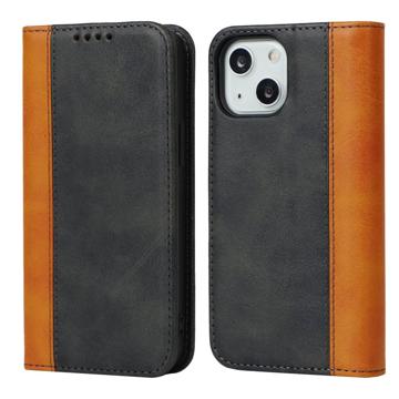 Elegance Series iPhone 14 Etui med Pung - Sort / Lysebrun
