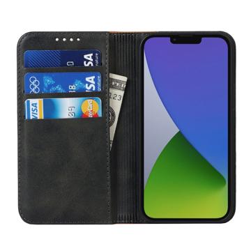 Elegance Series iPhone 14 Etui med Pung - Sort / Lysebrun