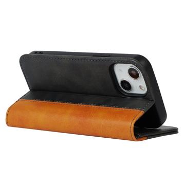 Elegance Series iPhone 14 Etui med Pung - Sort / Lysebrun
