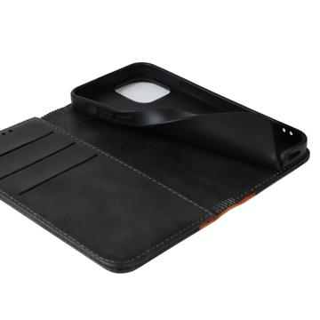 Elegance Series iPhone 14 Etui med Pung - Sort / Lysebrun