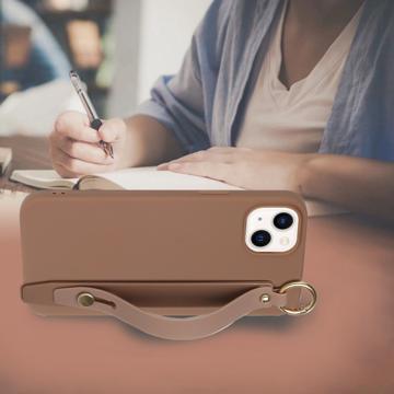 Candy Color iPhone 14 Plus TPU Cover med Håndrem - Kaffe
