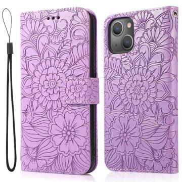 Flowers iPhone 14 Plus Pung - Lilla