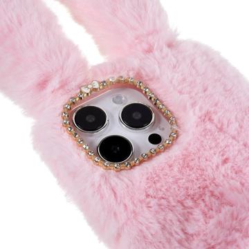 Lodne Vinterkaninører iPhone 14 Pro Cover med Glimmer - Pink