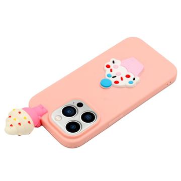 3D Cartoon iPhone 14 Pro TPU Cover - Flødeis