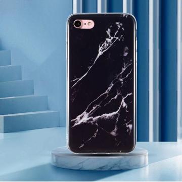 Marmormønster IMD-model iPhone 7/8/SE (2020)/SE (2022) TPU-cover - Sort