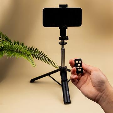 Forever SST-100 Selfie Stick og stativ med Bluetooth-fjernbetjening - Sort