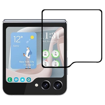 Samsung Galaxy Z Flip5 Full Cover Ydre Hærdet Glas - Sort Kant