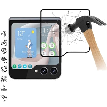 Samsung Galaxy Z Flip6/Z Flip7 FE Skærmbeskyttelse Hærdet Glas - 9H - Full Fit - Sort Kant