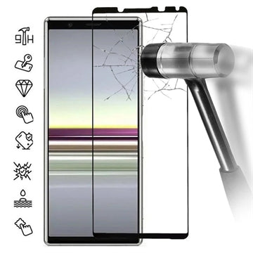 Sony Xperia 5 V Skærmbeskyttelse Hærdet Glas - Full Fit - Sort Kant