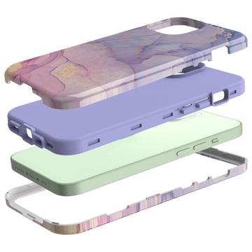 Stylish Gradient iPhone 14 Plus Hybrid Cover - Marmor - Lilla