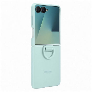 Samsung Galaxy Z Flip7 Silikone Cover med Ring EF-PF766TMEGWW - Lys cyan