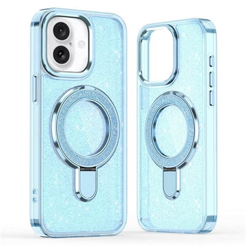 iPhone 17 Glitter Hybrid cover med kickstand - MagSafe-kompatibel - Blå