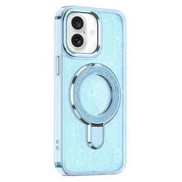 iPhone 17 Glitter Hybrid cover med kickstand - MagSafe-kompatibel - Blå