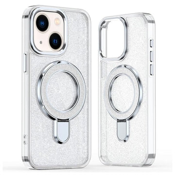 iPhone 15 Glitter Hybrid cover med kickstand - MagSafe-kompatibel - Gennemsigtig