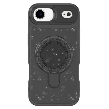 iPhone Air Glitter Hybrid cover med kickstand - MagSafe-kompatibel - Sort
