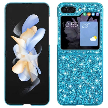 Samsung Galaxy Z Flip5 Glitter Series Hybrid Cover - Blå